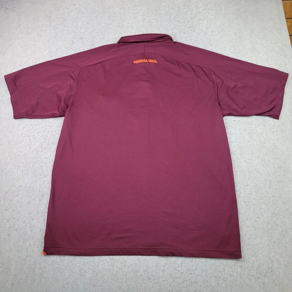 Nike Virginia Tech Hokies Polo Shirt Men XL Red Orange Short Sleeve Vintage NCAA